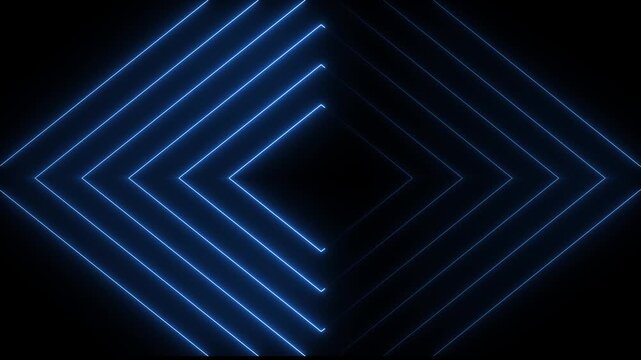 Glowing pink cyan neon lines moving diagonally to form a square at the center, smooth loop motion animation.