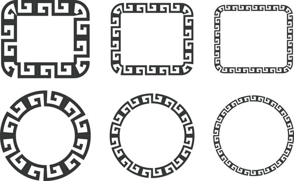 Greek Key Border Set - Meander Frame Collection (Square & Circle)