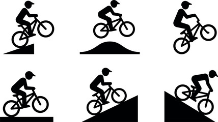 Fototapeta premium Cyclist performing jumps on different ramps