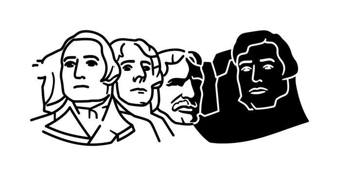 Mount Rushmore National Memorial Presidents Line Art Illustration