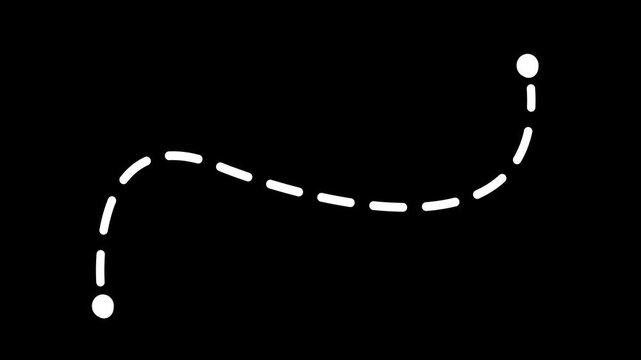 Dotted path animation moving from one point to another, symbolizing progress and goal achievement, with a smooth motion line on a green screen background in 4K.