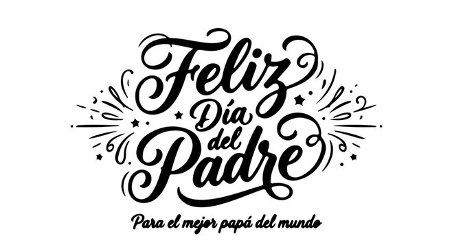 Fathers day Spanish greeting typography design Feliz Dia del Padre message for celebration branding card template and festive cultural print use
