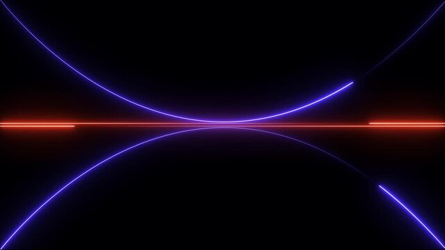 A glowing neon line icon design and diffusion and energy pulse, perfect for futuristic technology. Straight neon laser line with subtle light on black background.