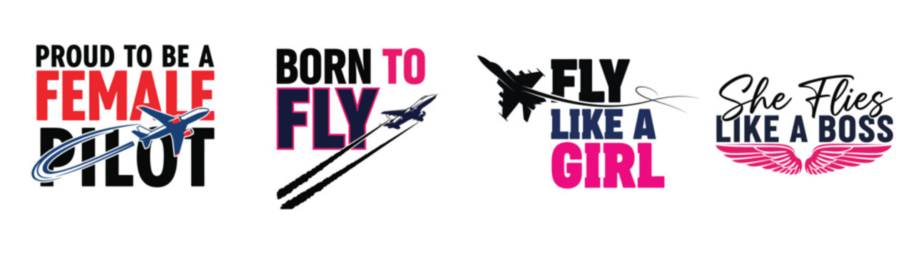Empowering female pilots with inspirational quotes and designs design