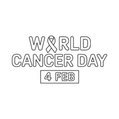 Fototapeta premium World cancer day awareness illustration with ribbon and date february 4th