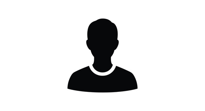A simple black silhouette depicts a person s head and upper torso featuring a rounded neckline silhouette high quality