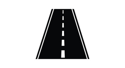 A long straight road stretches into the distance rendered as a striking black shape against a white background silhouette © Jahid