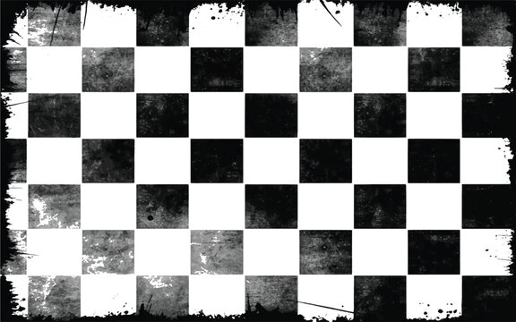 A distressed checkerboard pattern with grunge textures and frayed edges ideal for design projects on transparent background silhouette high quality