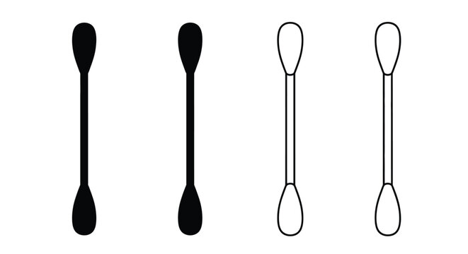 Four cotton swabs displayed in varying styles a stark silhouette