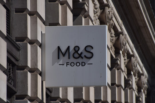 General view of the sign at Marks and Spencer M&S Food on April 19 2026 in London, UK