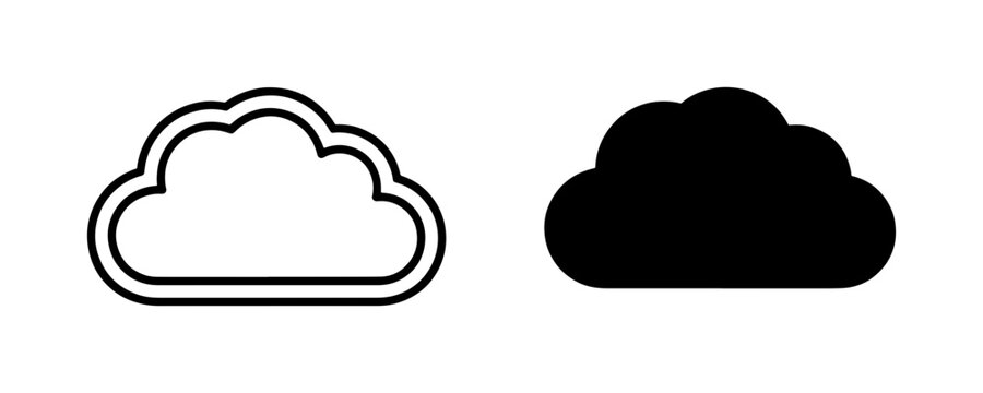 Cloud icons, black and white cloud symbols, weather icons, cloud graphics