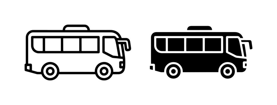 black and white bus vector set