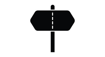A stark black signpost illustration against a white background presents a directional marker a simple silhouette high quality professional © Jahid