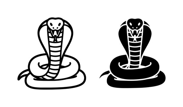 King Cobra Snake Vector Icon Set