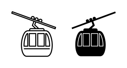 Fototapeta premium Cable Car Gondola Icon Set for Mountain Transport