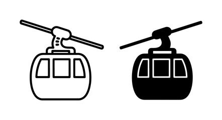 Cable Car Gondola Lift Line and Silhouette Icon Set © Farid