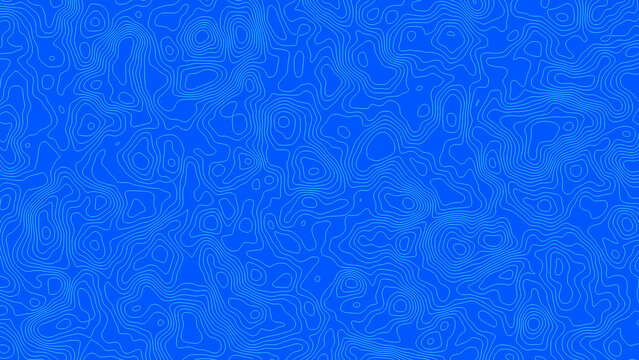 Abstract topographic map pattern featuring swirling blue lines and contour shapes