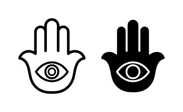 Hamsa Hand Evil Eye Protection Symbol Icon Set