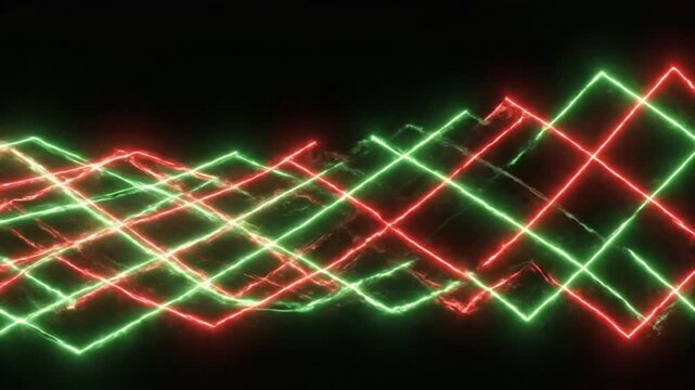 A mesmerizing video of crisscrossing neon lights in the dark