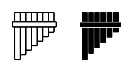 Panpipe musical instrument icon set in outline and solid style © Ruma