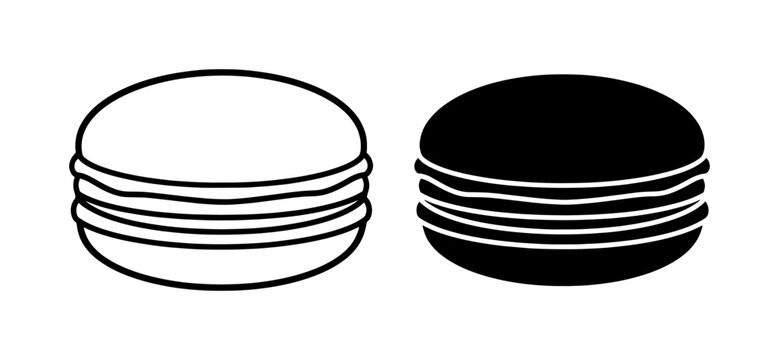 Macaron Icon Set in Black and White Outline Style