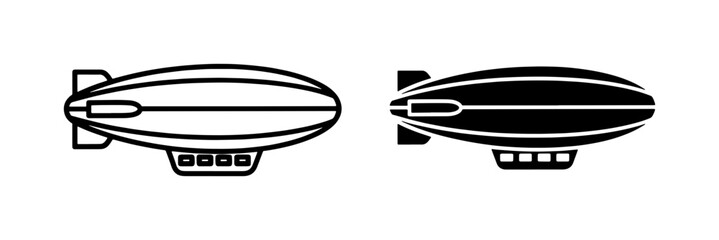 Vintage Zeppelin Airship Icon Set in Black and White © Nabila