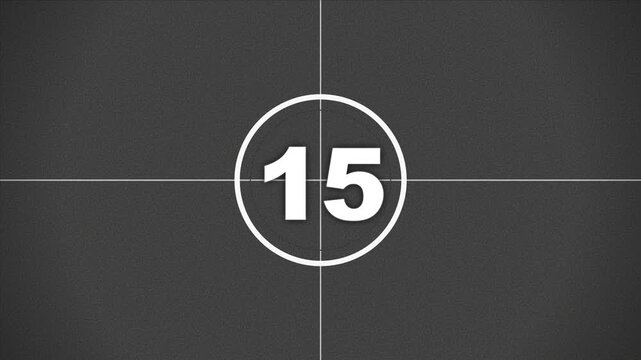 Vintage film countdown timer from 20 to 1 black and white retro