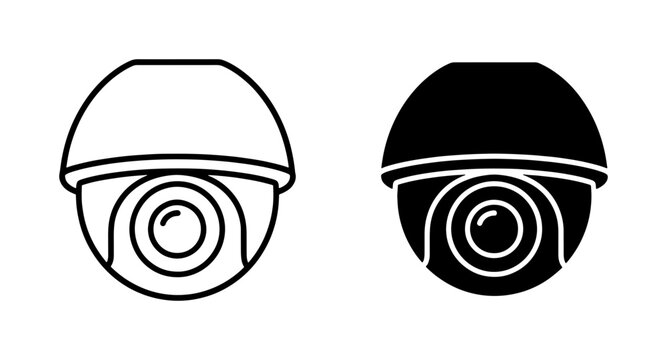 Dome Security Camera Icon Set for Surveillance Systems
