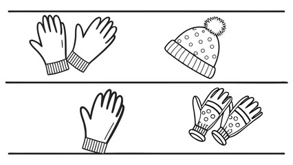 Fototapeta premium Vector illustration of winter accessories including gloves and hats with clothing accessory illustration