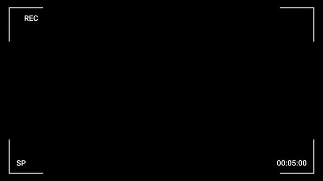 Camera recorder screen overlay, on black background 