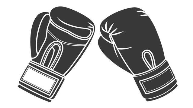 Vector illustration of professional boxing gloves facing each other with training fighting equipment