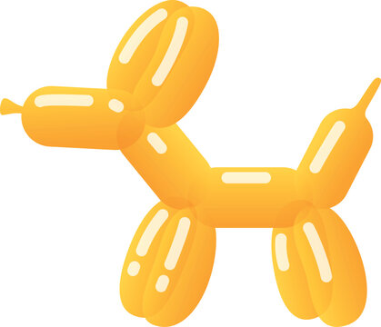 A dog made from a yellow balloon, with a tail, paws, muzzle, and ears.