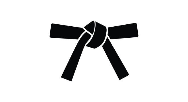 A striking black silhouette displays a neatly tied martial arts belt symbolizing skill and discipline silhouette high quality professional