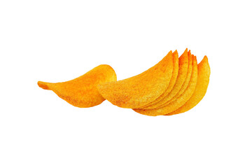 Fototapeta premium Crispy Potato Chips Stack Isolated on White Background
