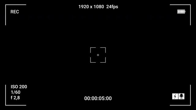 Video filming screen, shooting camera recording display. 4k