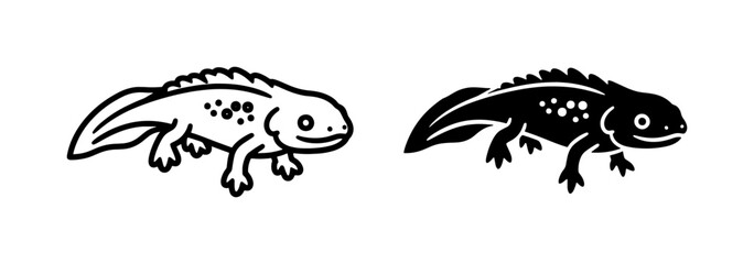 Fototapeta premium vector black and white fish silhouette set