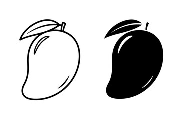 Black and White Mango Silhouette Icons Set © Rafia