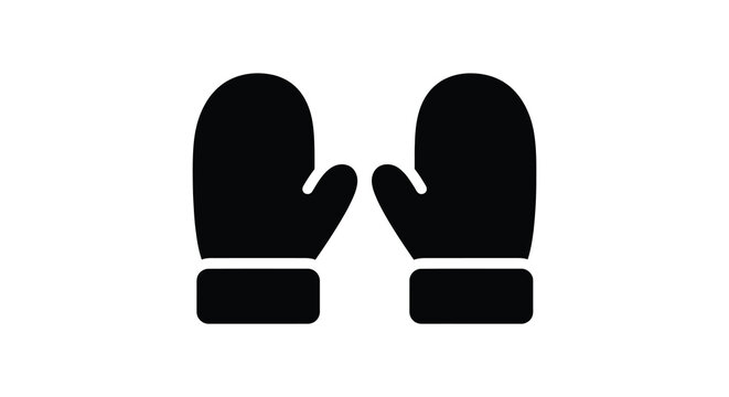 A stark depiction of a pair of black boxing gloves facing forward presented as a bold silhouette high quality