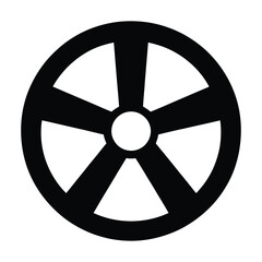 Obraz premium A stark black and white circular design featuring a central void and radiating spokes silhouette