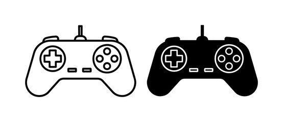 black and white silhouette vector icon set of gaming controllers © Nusrat