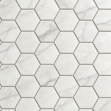 White marble hexagonal tiles