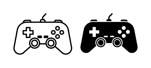 black and white silhouette set of gaming controllers minimalist design element icon pack © Mahmudul
