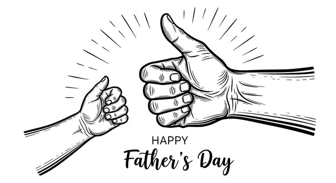 Happy father's day sketch of two hands giving thumbs up celebrating dad