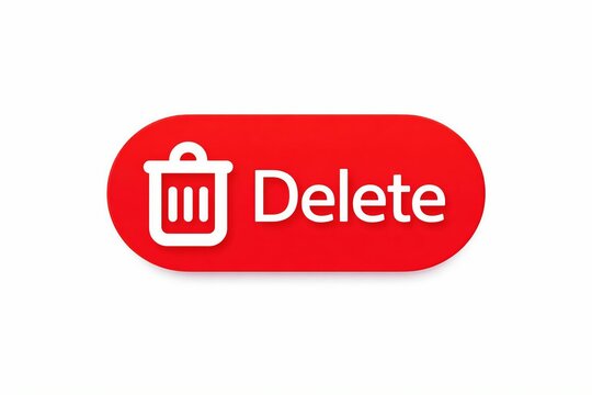 Striking red delete button with white trash can icon and text for data removal confirmation