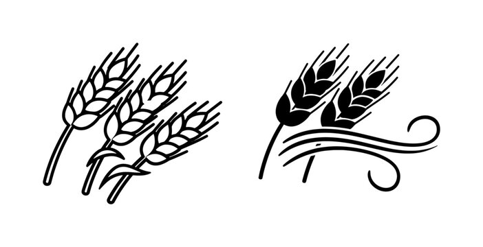 vector wheat icon set black and white design elements