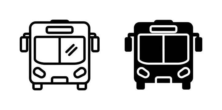 black and white bus icons set