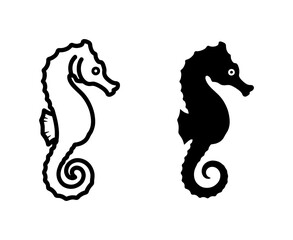 black and white seahorse vector icon set © Purnima