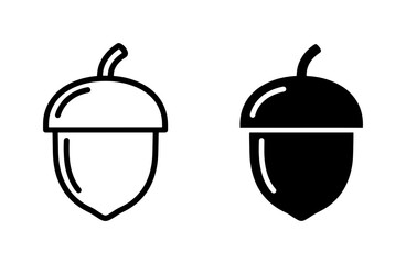 black and white outline acorn vector icons set © Shanta