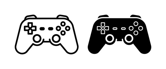black and white silhouette set of video game controllers minimalistic design elements © Aslam