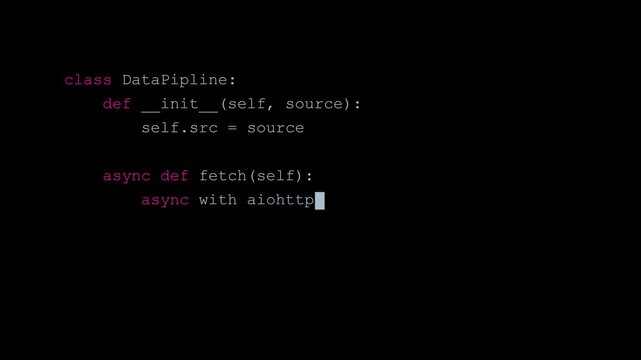 Scrolling Source Code Terminal Interface - Programmer Software Development Animation